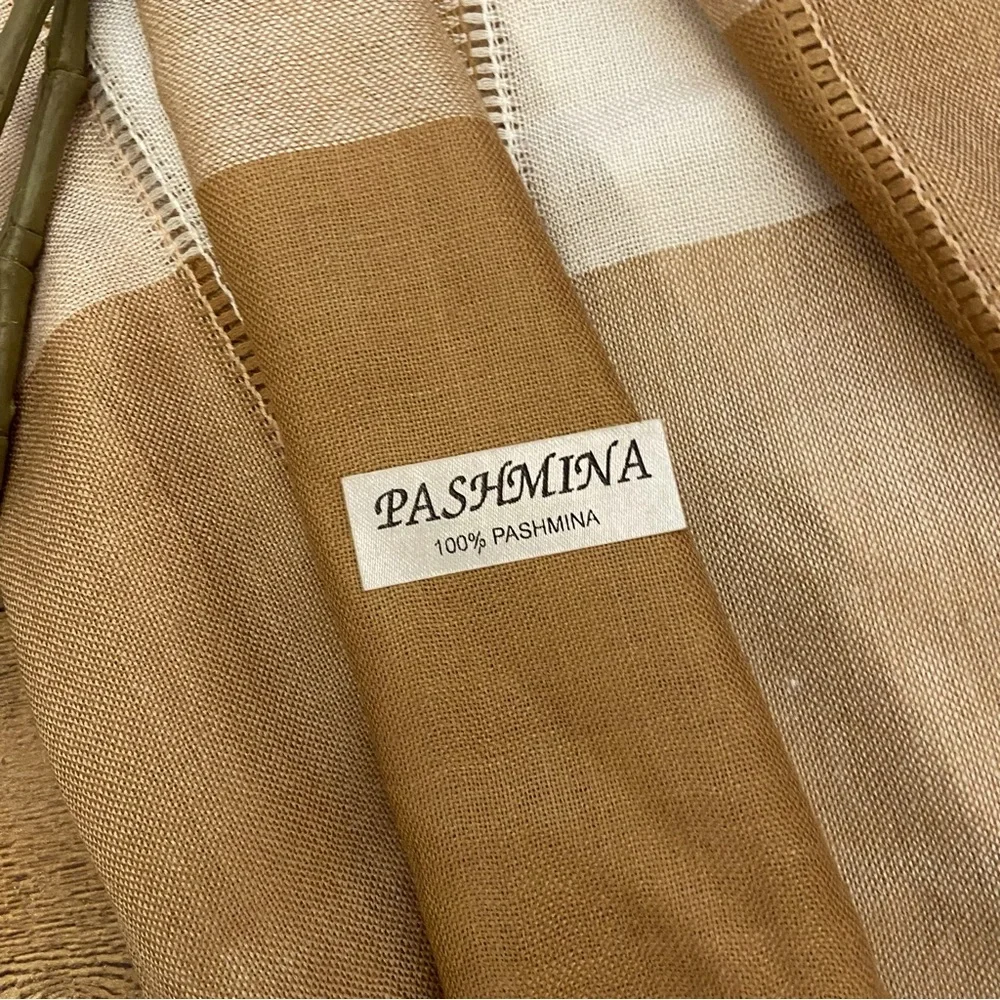 PASHMINA Scarf in Wide Warm Color Plaid - Picture 5 of 11